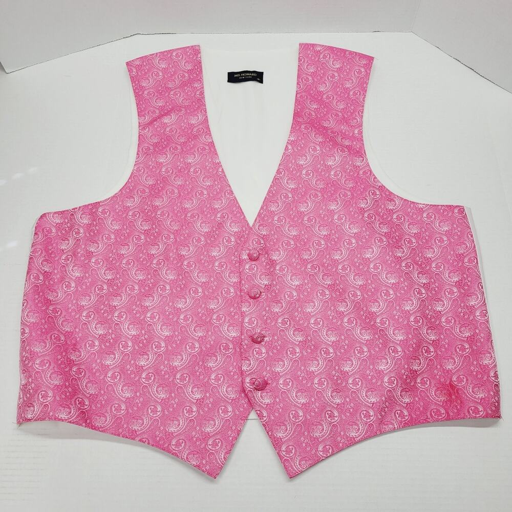 Mens XLarge Hot Pink Paisley Formal Vest Prom Wedding Tuxedo Mel Howard New York